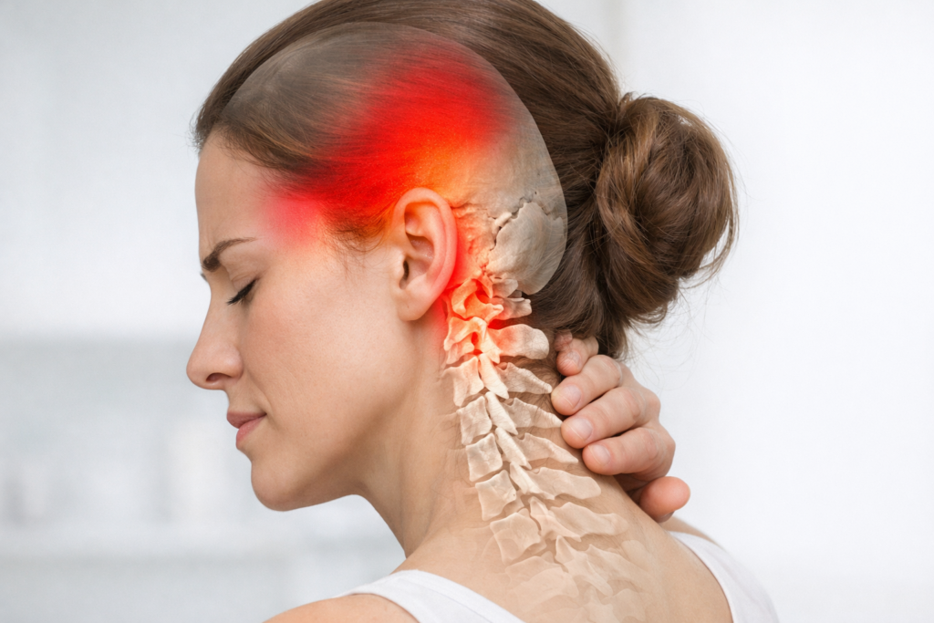 cervical spine pain referral from cervicogenic headache