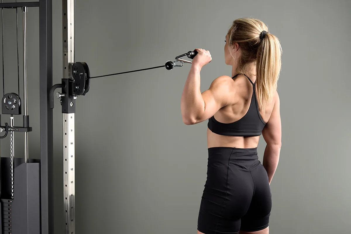 cuban press using a mirafit functional trainer